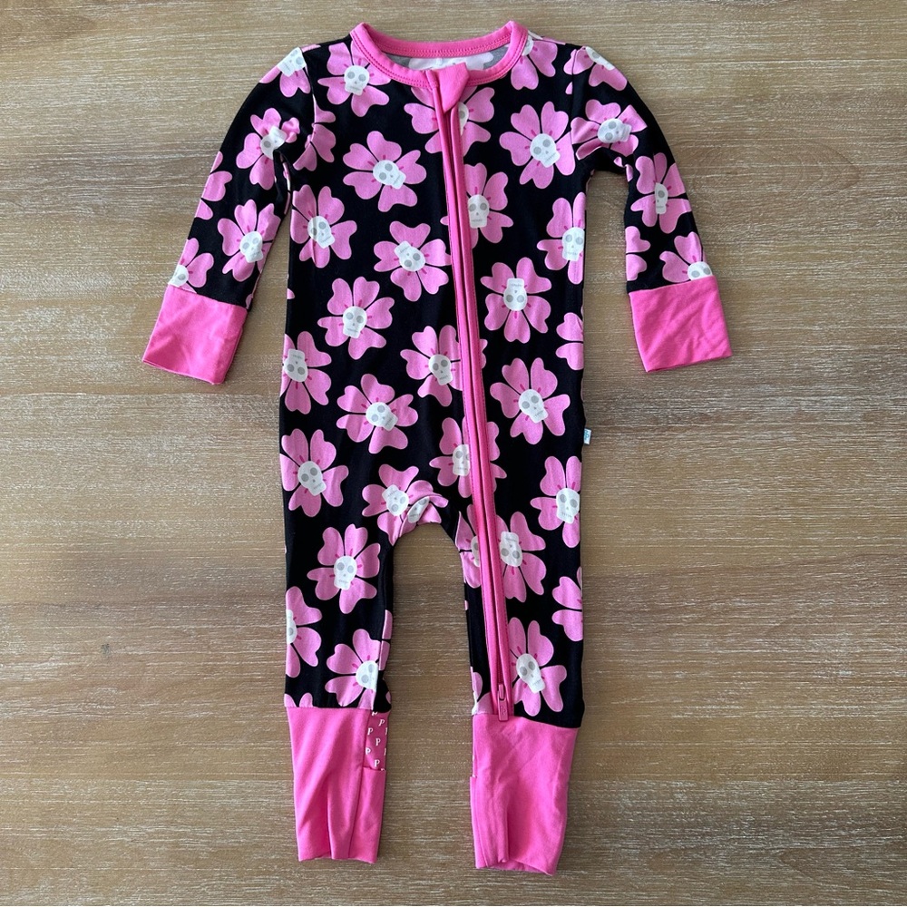 Posh Peanut Winifred Pink Skull Footed Pajama Sleeper